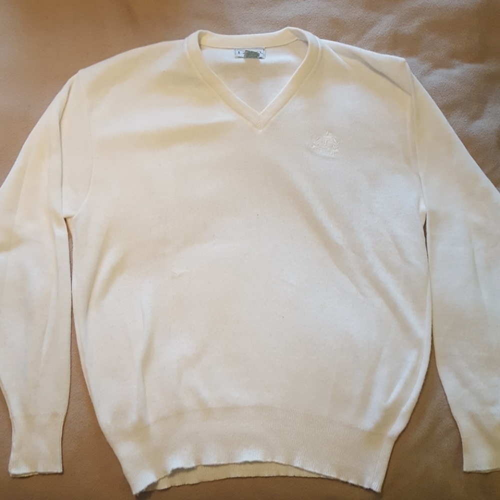VTG IZOD White V-Neck Sweater